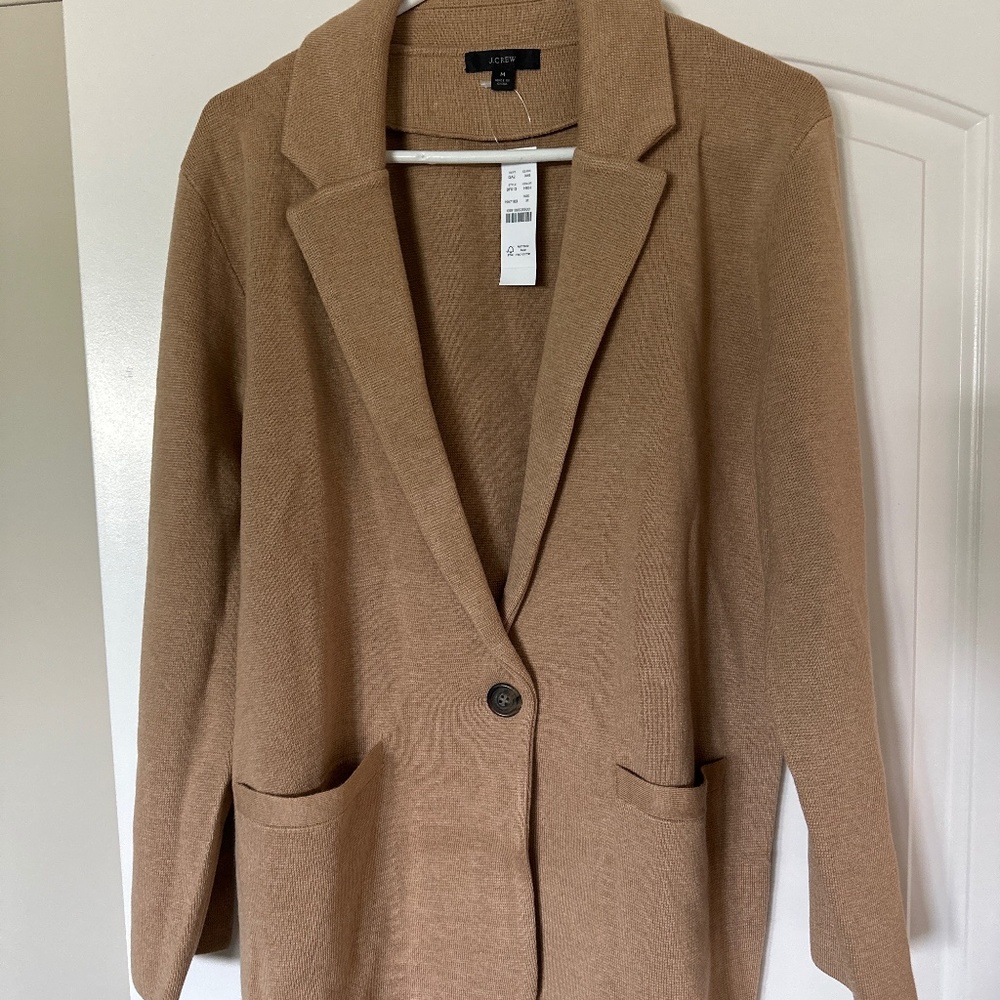 H Crew relaxed sweater blazer tan
